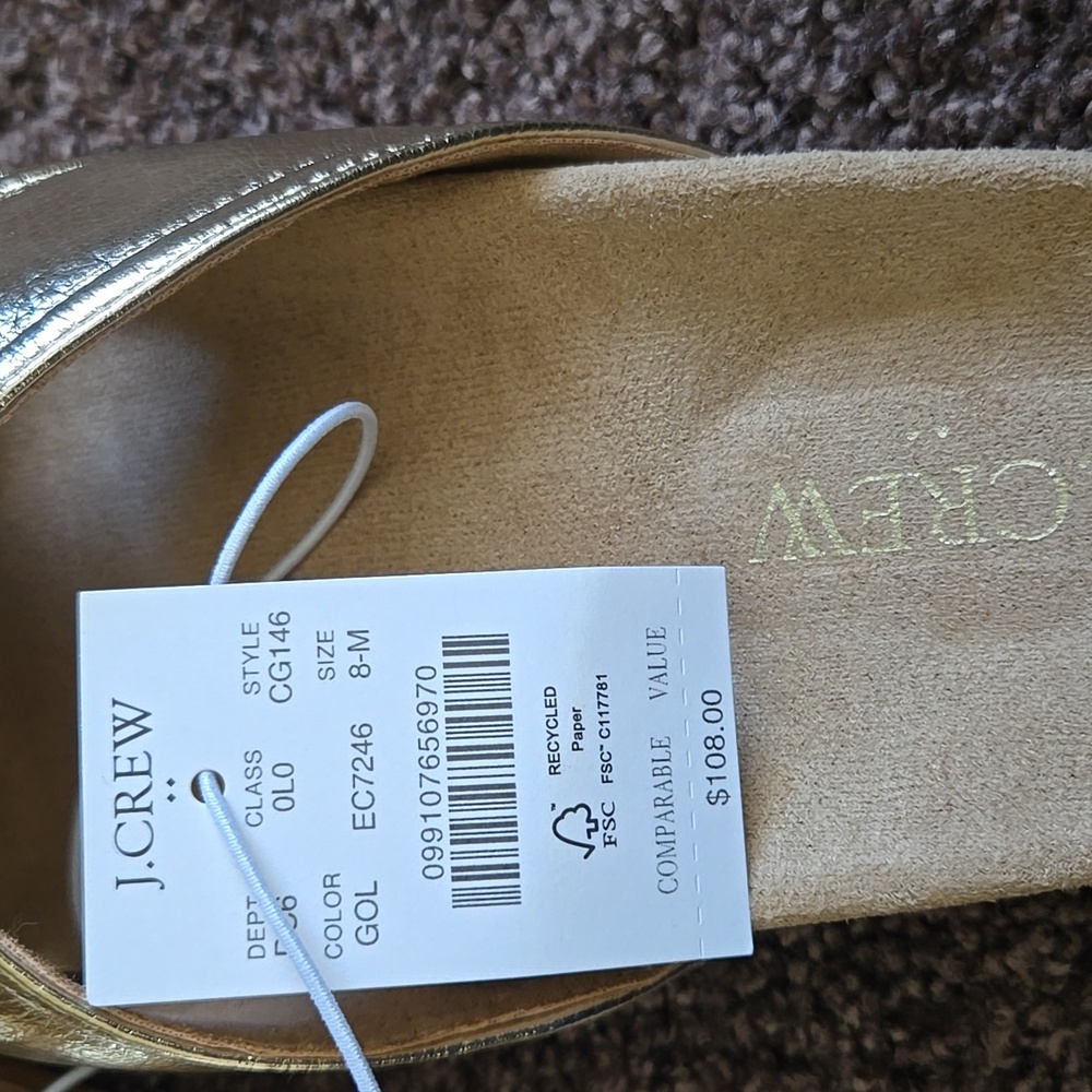 NEW J Crew Factory Gold Slide Sandals 8 M - Picture 5 of 5